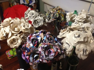 All of these beautiful paper roses were hand made by my bridesmaid Edith who has been very patient with my procrastination.